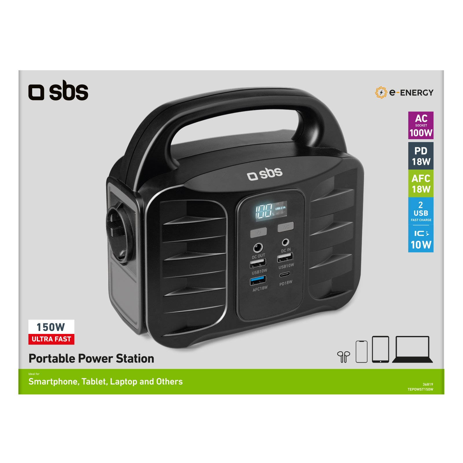 SBS TEPOWST150W Tragbare Powerstation 150 W Schwarz