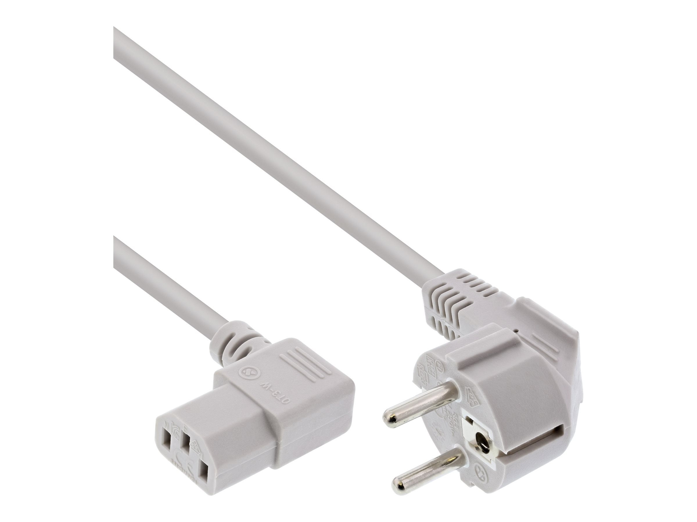 InLine Netzkabel, Schuko gewinkelt auf Kaltgerätestecker C13 gewinkelt, 1,8 m, Grau