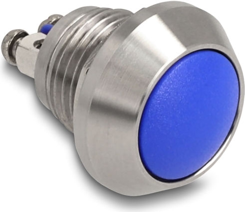 Delock Drucktaster zum Einbau 12mm 2 x Schraubklemme blau (22032)