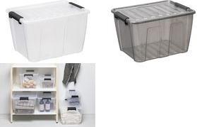 plast team Aufbewahrungsbox HOME BOX, 15 Liter, transparent Box mit Deckel, Material: PP, mit schwarzen Clipver - 1 Stück (22410800)