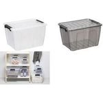 plast team Aufbewahrungsbox HOME BOX, 15 Liter, transparent Box mit Deckel, Material: PP, mit schwarzen Clipver - 1 Stück (22410800)