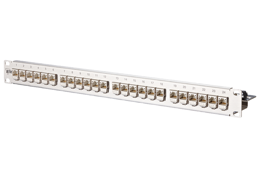 METZ CONNECT 130B11P1-E Patch Panel 24-Port Cat 6a 10 Gbit/s 1U Edelstahl