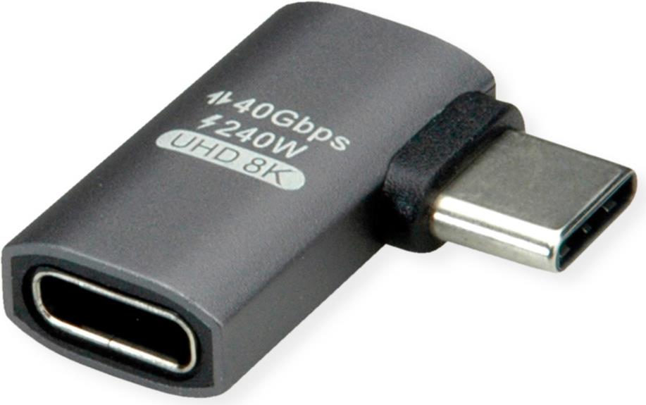 ROLINE USB4 40G Typ C Adapter ST/BU 90° flach Alu (12.03.2932)