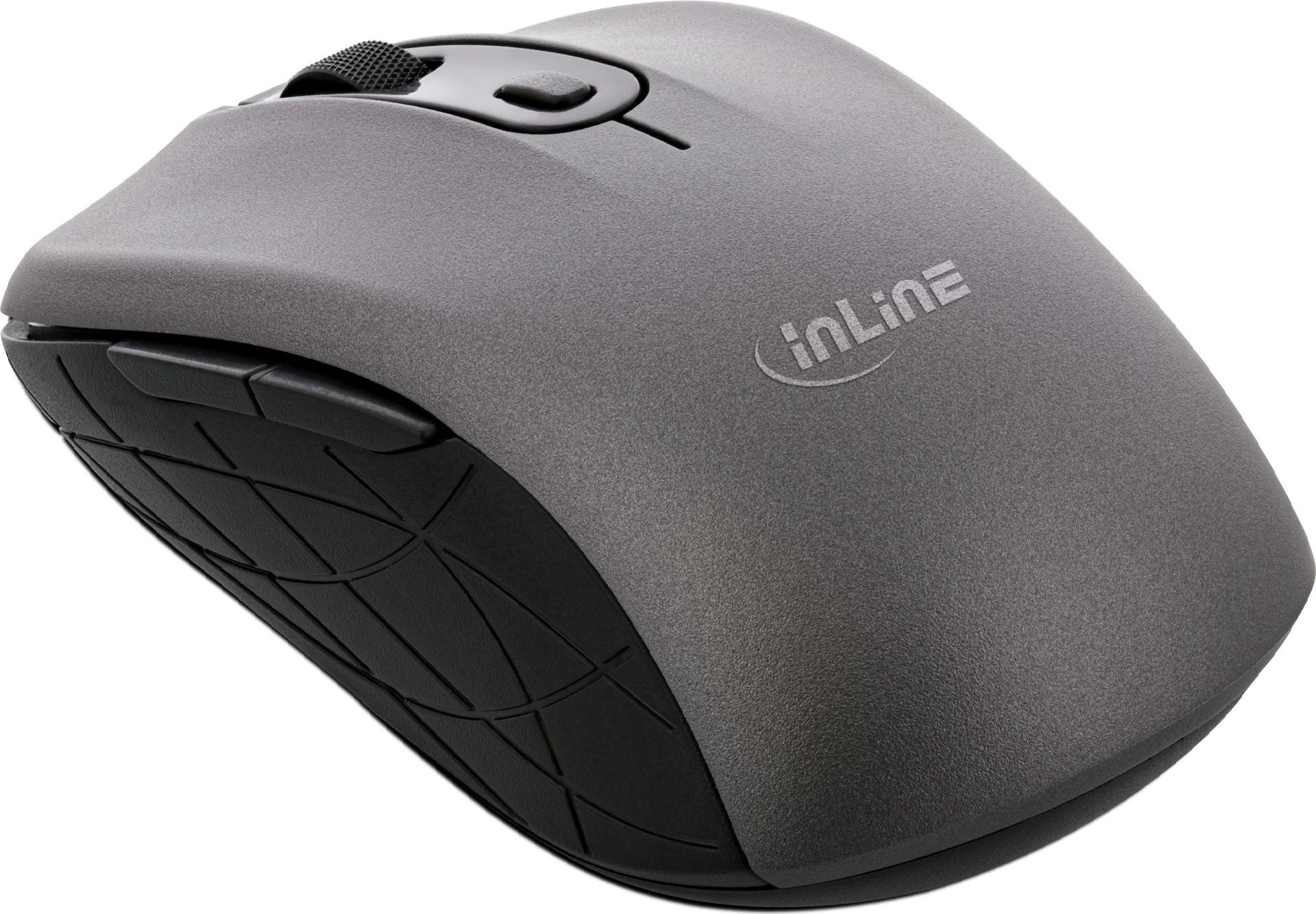 InLine 3-in-1 Funkmaus 2.4 GHz Bluetooth 4.0 2400 DPI Grau/Schwarz