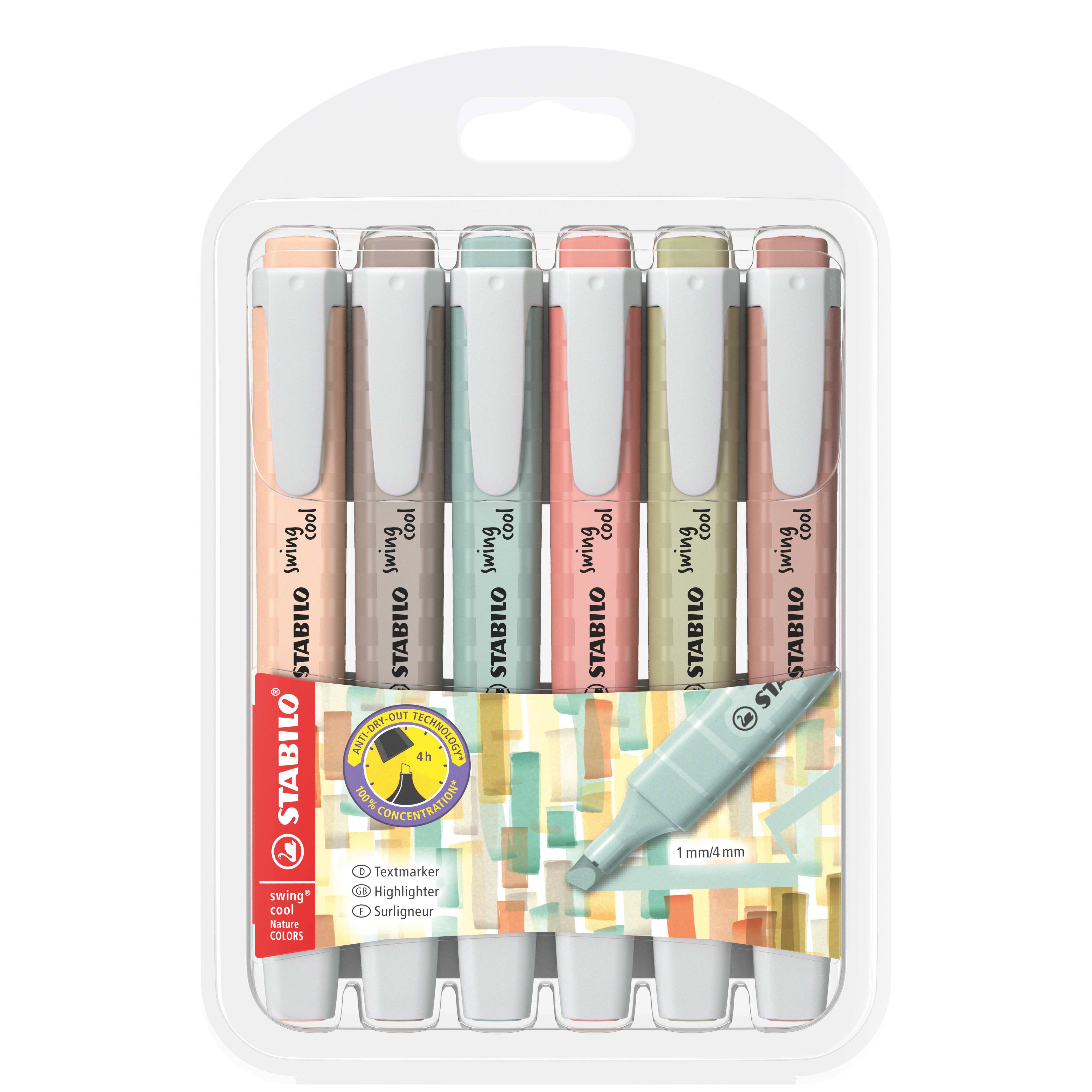 STABILO swing cool NatureCOLORS Textmarker 6 St. Mehrfarbig