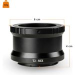 Walimex pro T2 Adapter für Sony E-Mount - Adapterring mit manuellem Fokus, einfache Handhabung, Objektiv-Anschlussring kompatibel mit Sony NEX-3 NEX-3C NEX-3N NEX-5 NEX-5C, Alpha A7 A7R IV A7R V etc. (1023361)