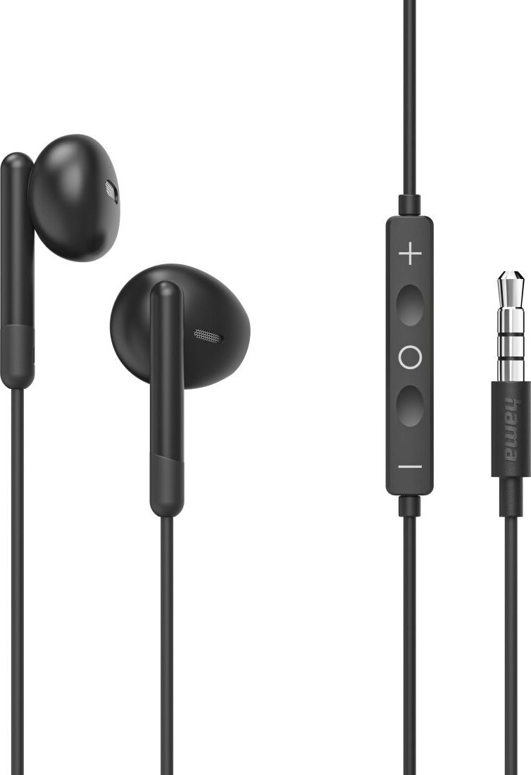 Hama Kopfhörer Noble, Earbuds, Mikrofon, Kabelknickschutz, 3,5-mm-Klinke, Schw (00221800)