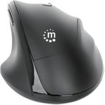 MANHATTAN Ergonomische Wireless Maus mit 2-in-1 USB-Empfänger USB-A- und USB-C-Kombiempfänger, sechs Tasten plus Mausrad, 800/1200/1600 dpi, handgelenkfreundliche Kontur, schwarz (190237)