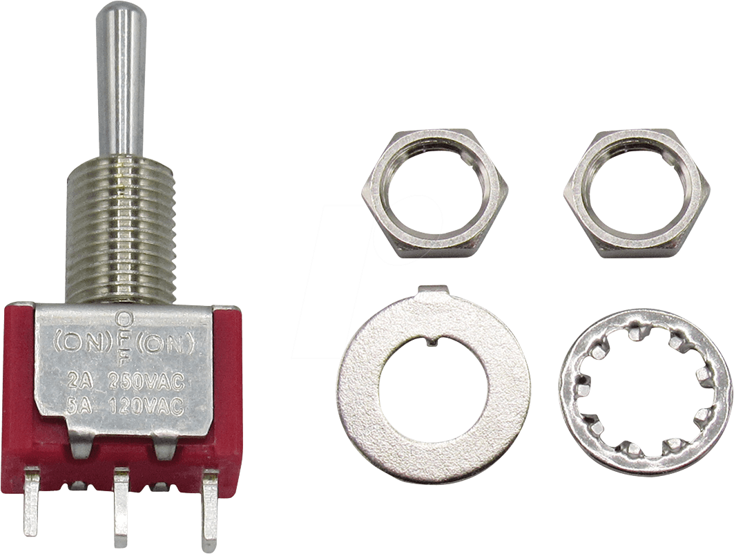 RND COMPONENTS RND 210-00495 - Miniatur-Kippschalter, 1x (Ein)-Aus-(Ein), beidseitig tastend (RND 210-00495)