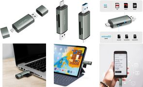 LogiLink USB 3.2 Gen1 Card Reader, SD/Micro SD, alu im Reiseformat, Eingang: USB-A Stecker & USB-C Stecker, - 1 Stück (CR0043)