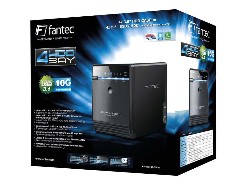 Fantec QB-35U31 Festplatten-Array 4x 3,5" SATA USB 3.1 Gen 2 Schwarz