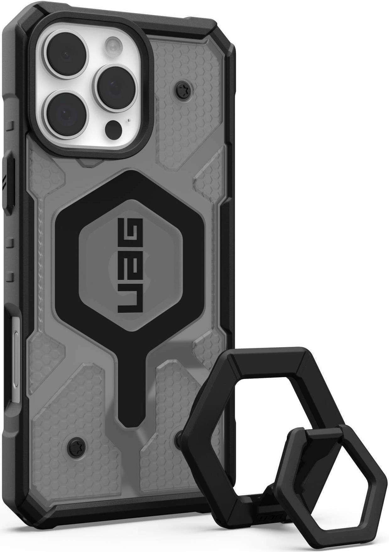 UAG Urban Armor Gear Bundle bestehend aus Pathfinder MagSafe Case & Magnetic Halterung/Haltering mit Standfunktion | Apple iPhone 16 Pro Max | ash (grau transparent) & schwarz | 1144651BV02 (1144651BV02)