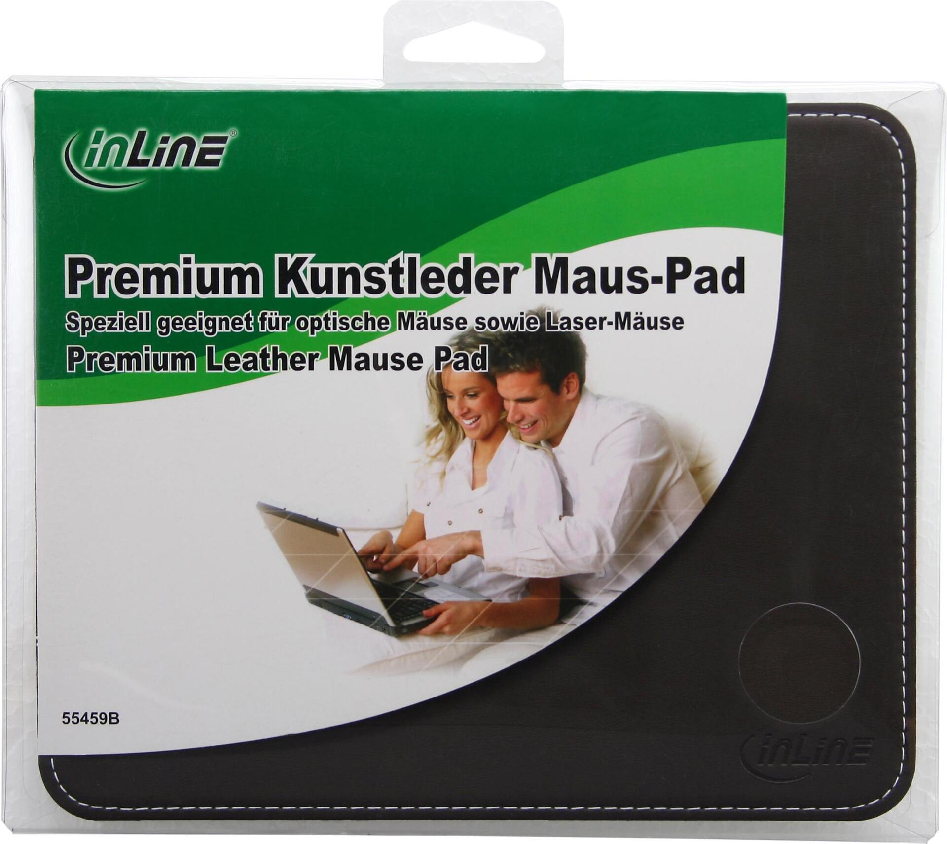INLINE ® Maus-Pad Premium Kunstleder braun, 220x180x3mm