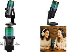 LogiLink USB Mikrofon mit RGB-Licht,Cardioid/omnidirektional HD-Aufnahmen in Studioqualität, Frequenz: 20 Hz (HS0059)