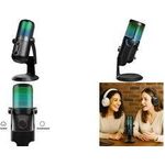 LogiLink USB Mikrofon mit RGB-Licht,Cardioid/omnidirektional HD-Aufnahmen in Studioqualität, Frequenz: 20 Hz (HS0059)
