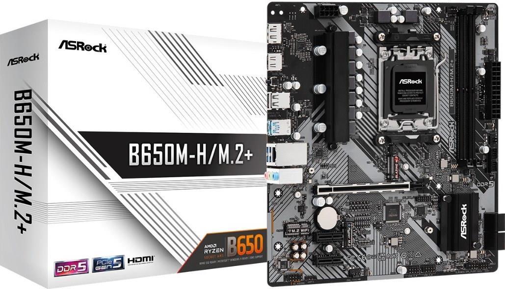 ASRock B650M-H/M.2+ AMD B650 AM5 Micro ATX 2 DDR5 HDMI DP GB LAN PCIe4 2x M.2 (90-MXBMS0-A0UAYZ)