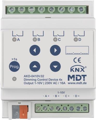 MDT AKD-0410V.02 Dimmaktor 4-fach, 4TE, REG, 1-10V, RGBW (AKD-0410V.02)