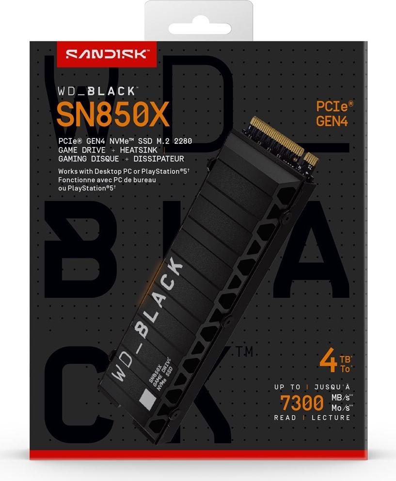 Western Digital WD_BLACK SN850X 4 TB M.2 2280 PCIe 4.0 x4 NVMe SSD mit Kühlkörper