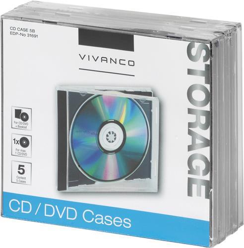 Vivanco 31691 CD-Hülle Schmuckschatulle 1 Disks Schwarz - Transparent (31691)