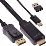 InLine HDMI zu DisplayPort Konverter Kabel 4K/60Hz schwarz 1m (17161I)