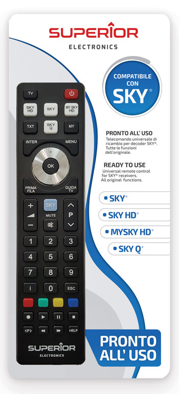 Superior Electronics SUPTRB027 Ersatzfernbedienung für Sky Schwarz