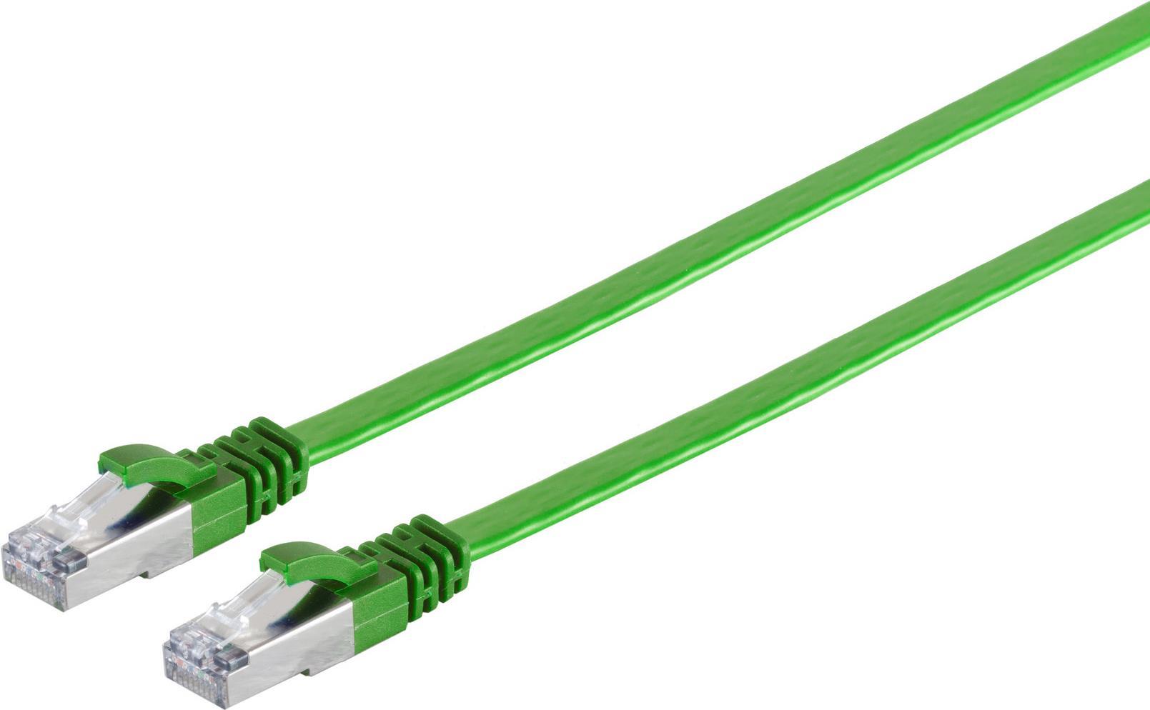 S/CONN maximum connectivity Netzwerkkabel-RJ45 Patchkabel-Flachkabel, Flat U/FTP m.Cat.7 Rohkabel, slim, grün 15,0m (75525-SLG)