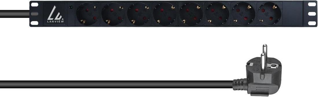 Lanview LVR-3MSCH-LIC-SCH8 Stromverteilereinheit (PDU) 8 AC-Ausgänge 1U Schwarz (LVR-3MSCH-LIC-SCH8)