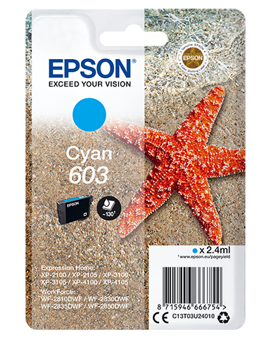 Epson 603 2.4 ml Cyan (C13T03U24020)