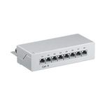 Wentronic Goobay CAT 6 Mini/Desktop Patch Panel, 8 Port, Grau - STP geschirmt, Grau (93047)