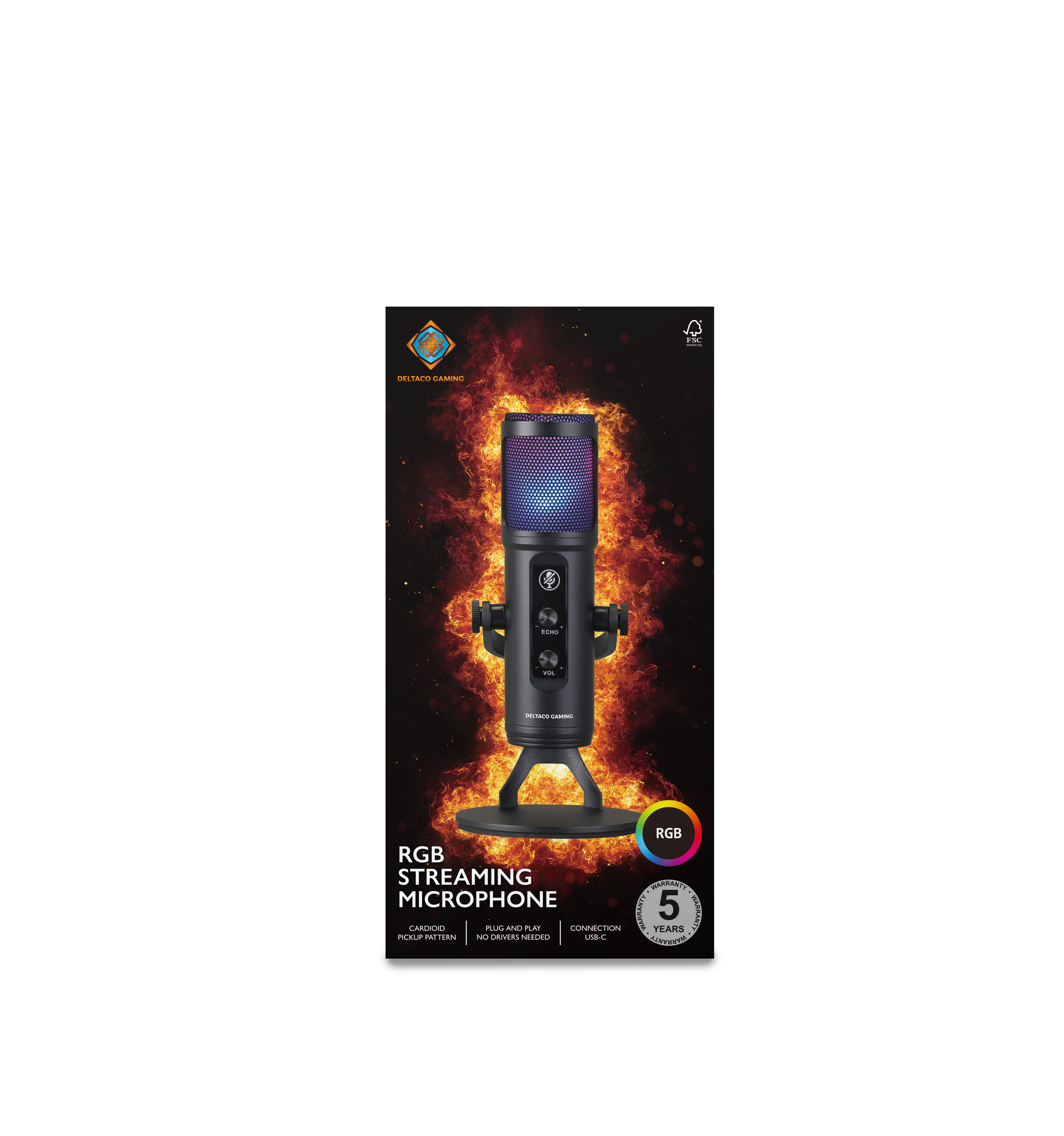 Deltaco GAM-171 RGB Streaming-Mikrofon Schwarz