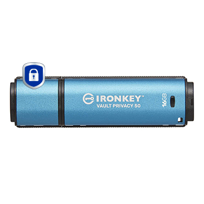 Kingston IronKey Vault Privacy 50 16 GB USB-Stick AES-256 FIPS 197 Blau