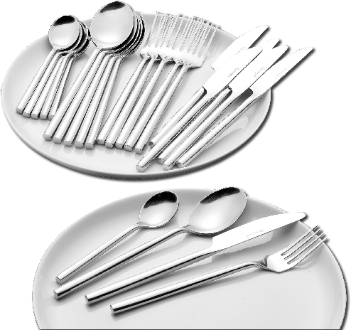 Esmeyer Besteckset Silke 30-teilig für 6 Personen Edelstahl 18/0 poliert, spülmaschinengeeignet, Edelstahl, Weiß