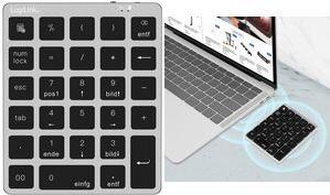 LogiLink BT 5.0 Nummernblock, 28 Tasten, kabellos, grau 28 Tasten: NumLock, ESC, Löschen und Taschenrechnertasten, - 1 Stück (ID0212)