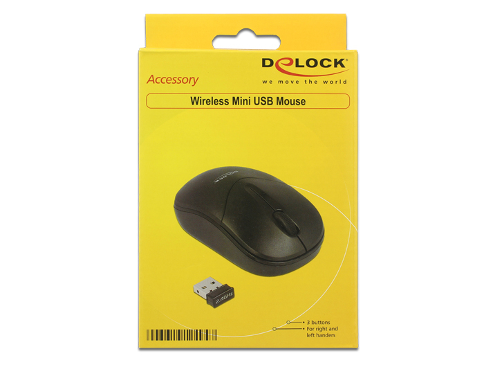 Delock 12494 Optische Mini Maus 2,4 GHz kabellos Schwarz