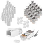 S/CONN maximum connectivity Netzwerk Modular Stecker RJ45 SET für Verlegekabel bis AWG 23, Stecker mit Zugentlastung, Einführhilfe und Tülle, grau VE 20 (72067-20GR)