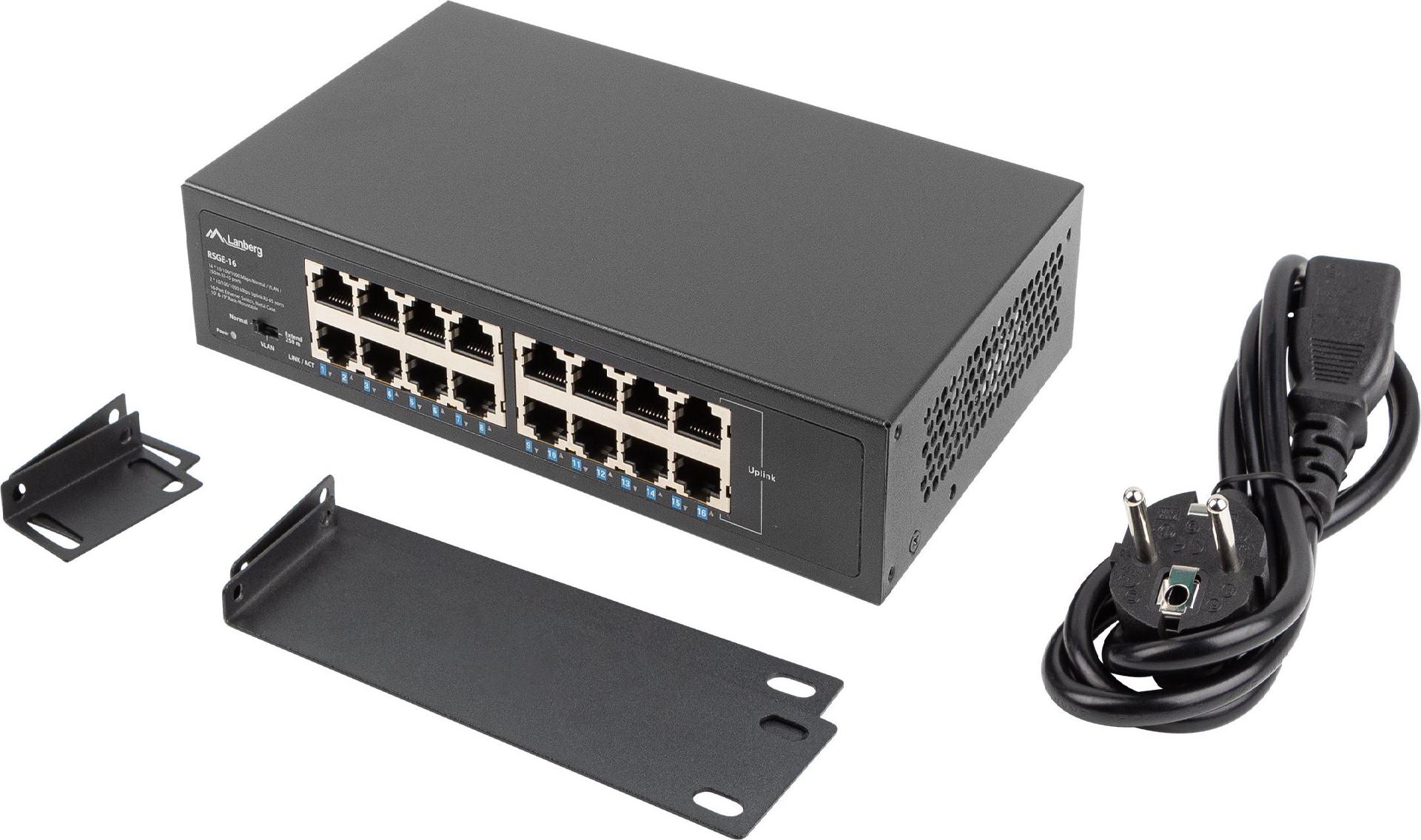 Lanberg RSGE-16 16-Port Gigabit Ethernet Switch Schwarz