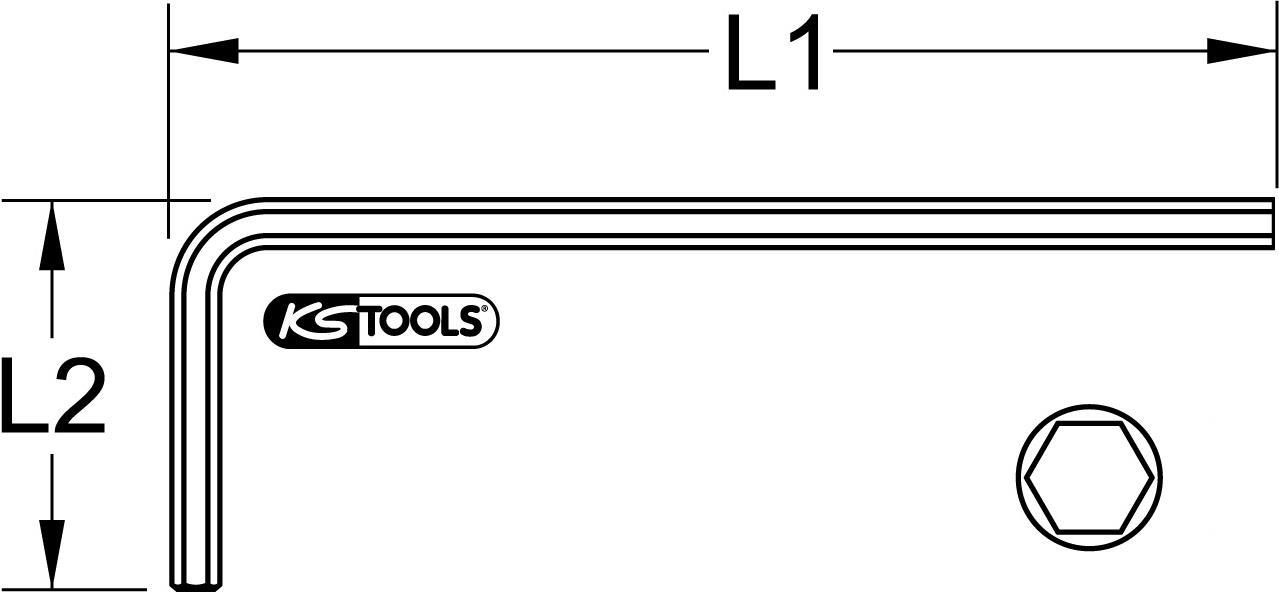 KS TOOLS Werkzeuge-Maschinen GmbH Innensechskant-Winkelstiftschlüssel, XL, 1/2 (151.4487)