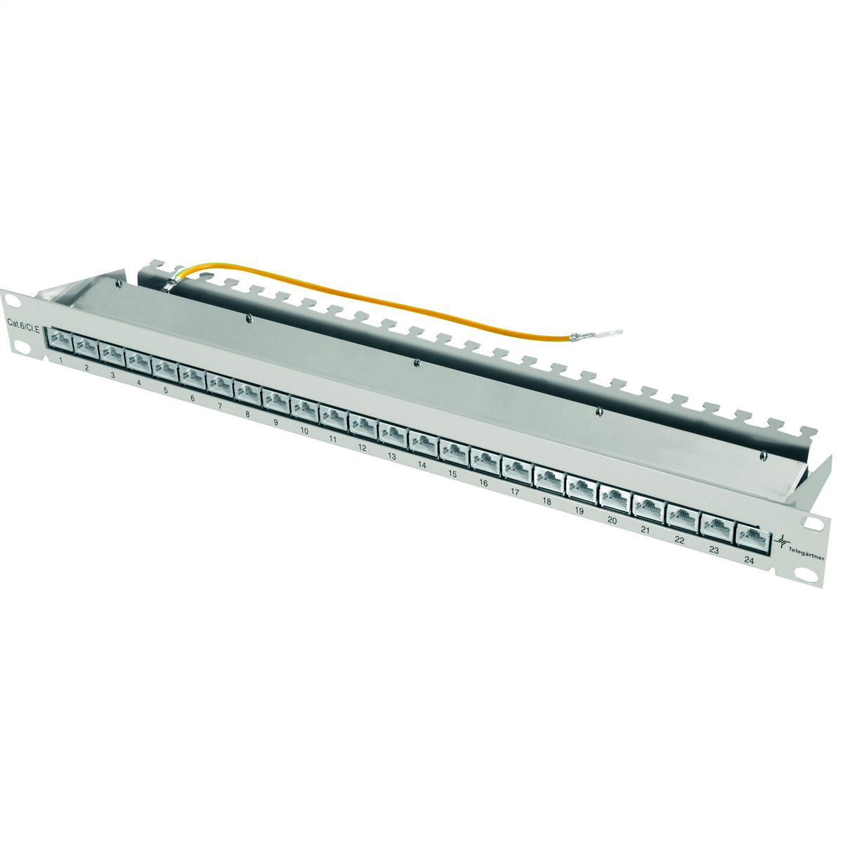 Telegärtner MPP24-HS K Patch Panel 19" CAT 6a 24x RJ45 Hellgrau, RAL 7035