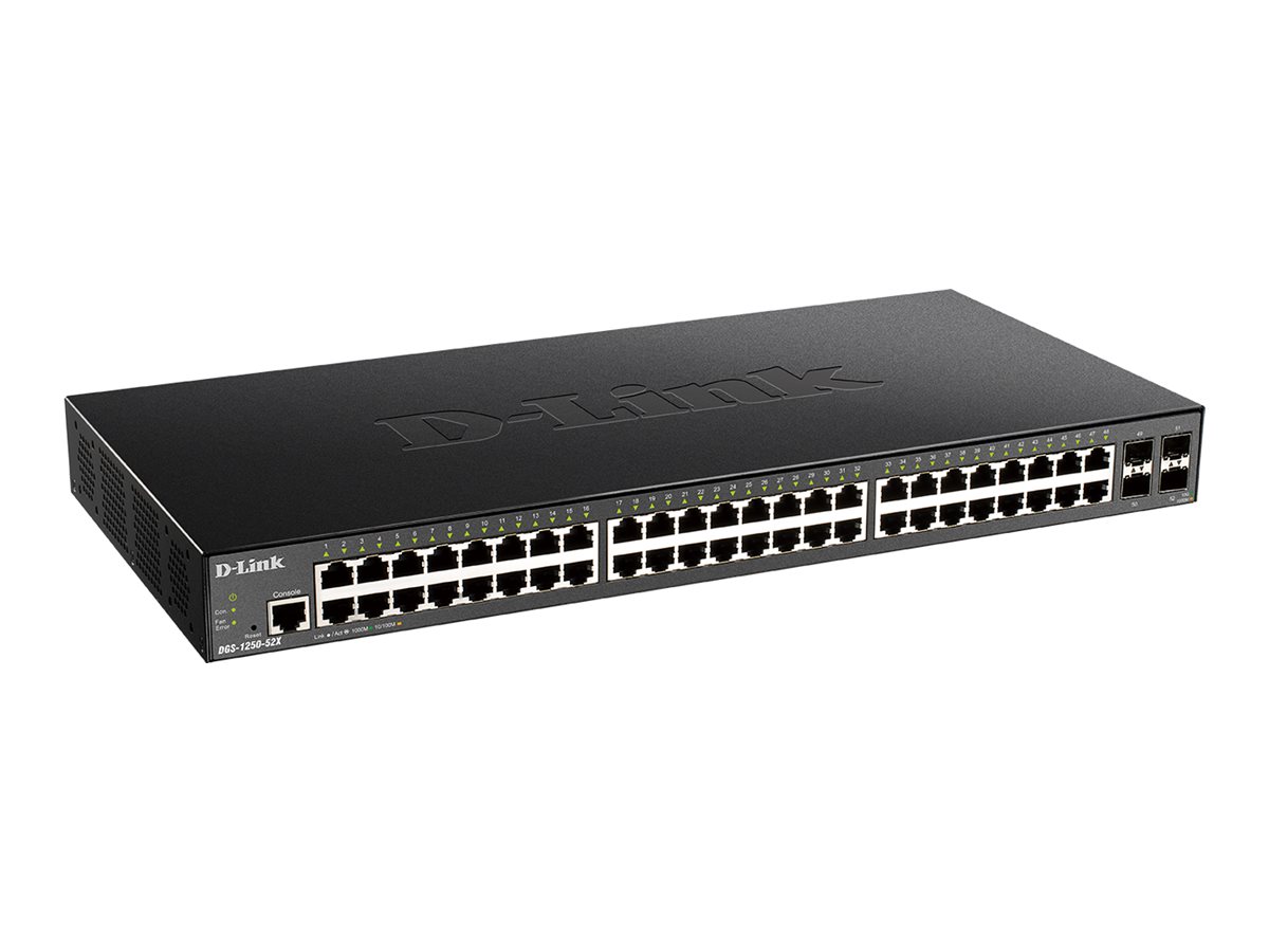 D-Link DGS-1250-52X 52-Port Smart Managed Gigabit Switch 4x 10G SFP+ Schwarz