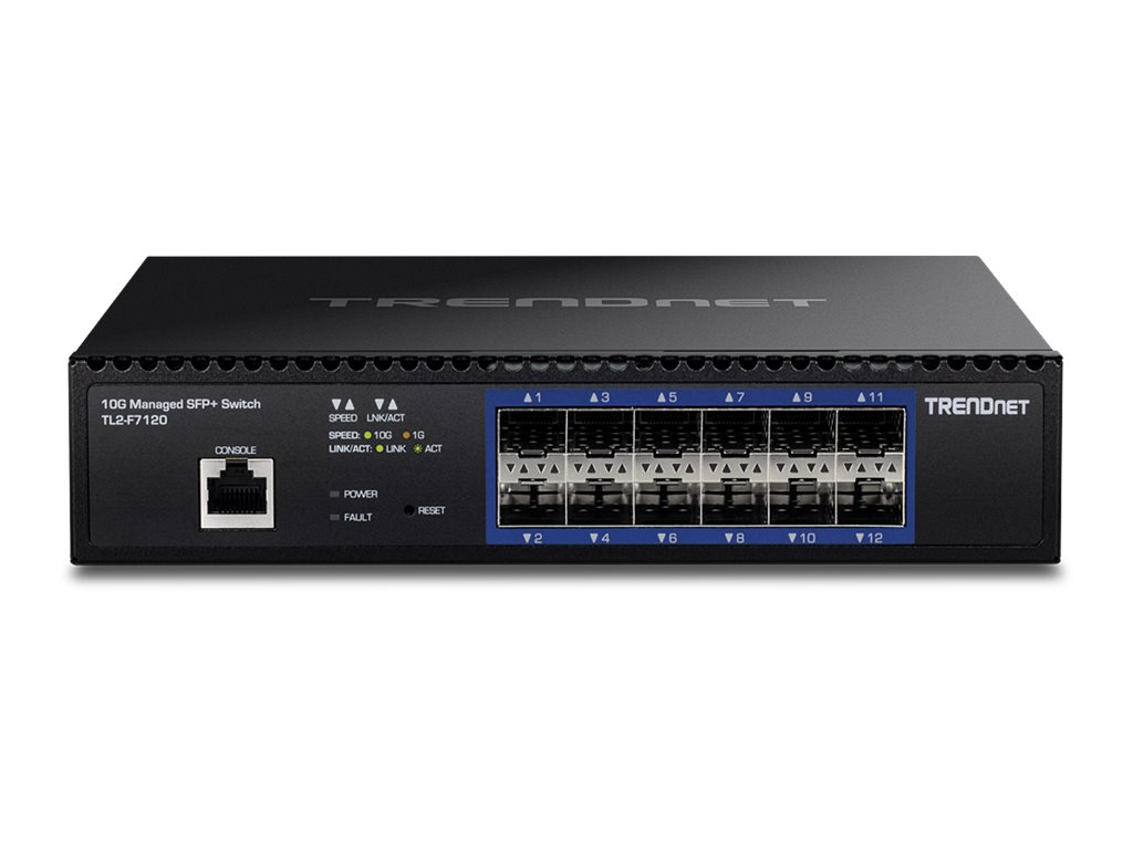 TRENDnet TL2-F7120 12-Port 10G Managed SFP+ Switch Schwarz