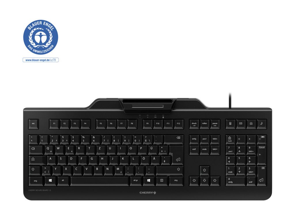 Cherry CHERRY SECURE BOARD 1.0 Tastatur mit NFC und Smartcard-Leser QWERTZ Schwarz