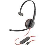 HP Poly Blackwire 3210 Monaural USB-C Headset (Bulk) Kopfhörer Kabelgebunden Kopfband Büro/Callcenter USB Typ-C Schwarz (80S09A6)