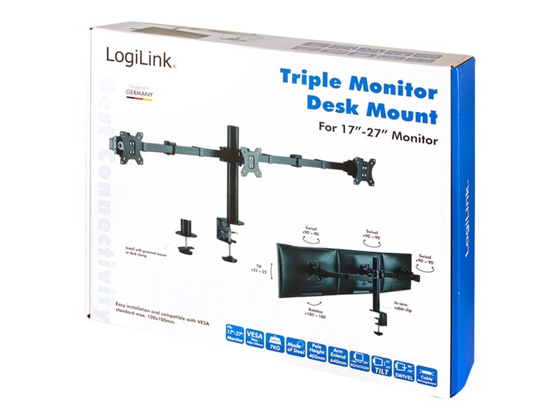LogiLink BP0107 Tischhalterung für 3 Monitore 17"–32" bis 7 kg Schwarz