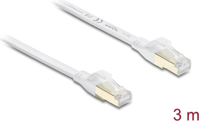 Delock RJ45 Flachband Patchkabel Cat.8.1 U/FTP bis 40 Gbps 3 m weiß (81027)