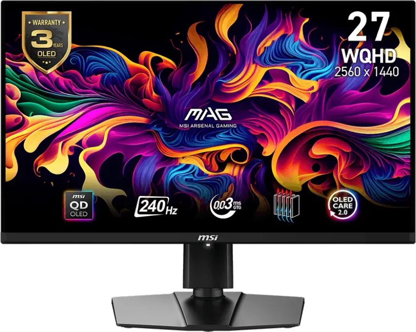 MSI MAG 271QPXDE QD-OLED E2 Gaming-Monitor 67.3 cm (26.5 Zoll), schwarz, WQHD, Adaptive-Sync, USB-C, 240Hz Panel (9S6-3CD89T-011)