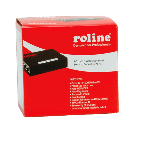ROLINE Pocket Gigabit Ethernet Switch, 4 Ports, Unmanaged
