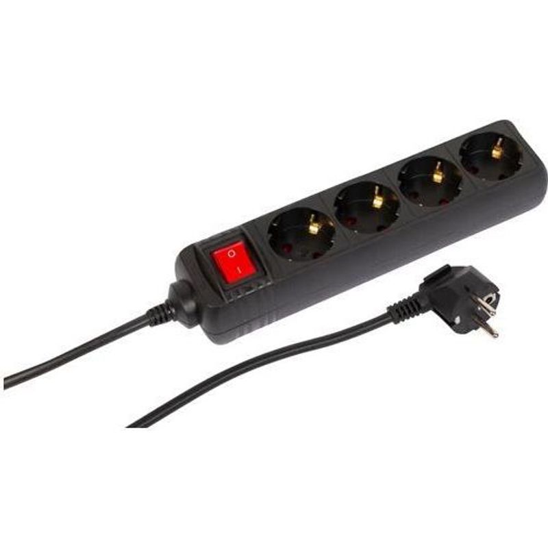 MicroConnect 4-way Schuko Socket on/off switch 3M Black MC-GRU0043BS