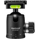 Walimex Mantona Fortress Kugelkopf 40 mm bis 15 kg, Stativkopf mit 360° Panorama-Funktion & 3 Wasserwaagen, inkl. Schnellwechselplatte und Friktionswegkontrolle (1021436)