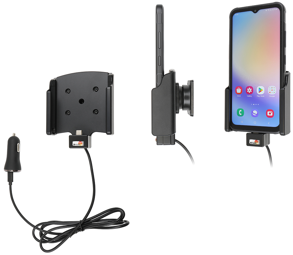 Brodit Aktive Halterung mit Kfz-Anschluss für Galaxy Xcover 7 USB-C 60 W Schwarz