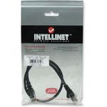Intellinet Network Patch Cable, Cat5e, 0.5m, Black, CCA, U/UTP, PVC, RJ45, Gold Plated Contacts, Snagless, Booted, Lifetime Warranty, Polybag (318143)